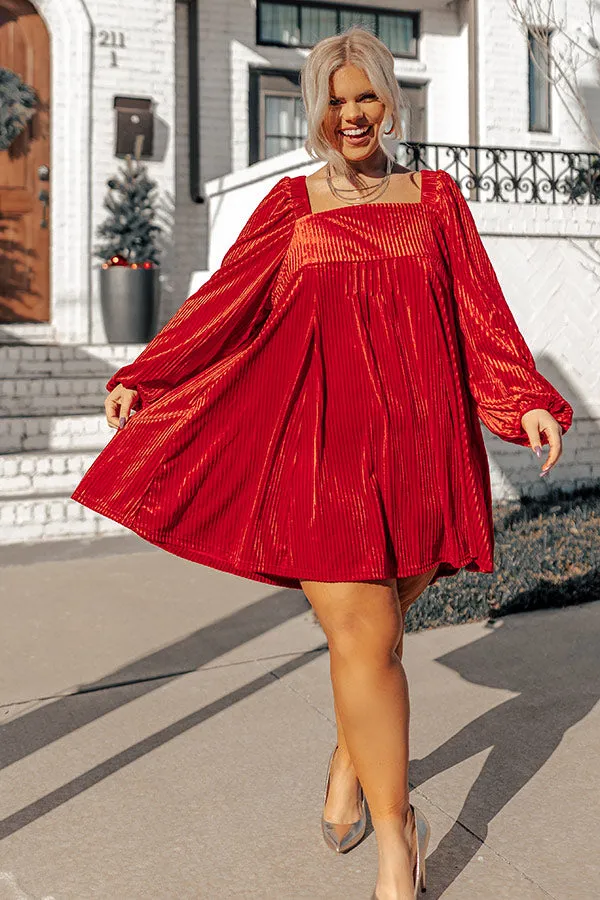 Cranberry Spritz Velvet Babydoll Dress in Red Curves