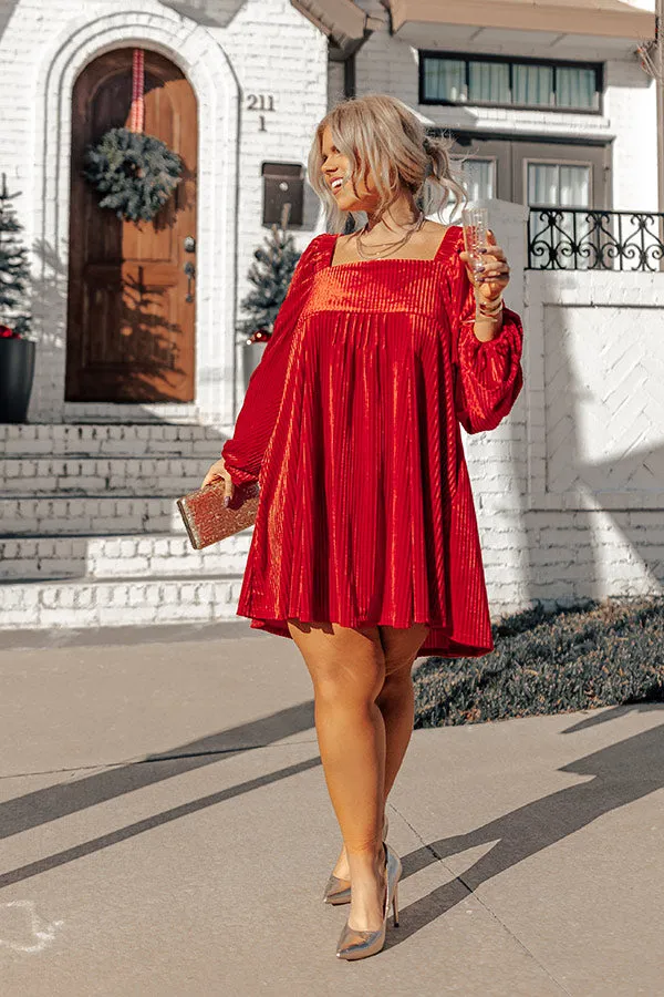 Cranberry Spritz Velvet Babydoll Dress in Red Curves