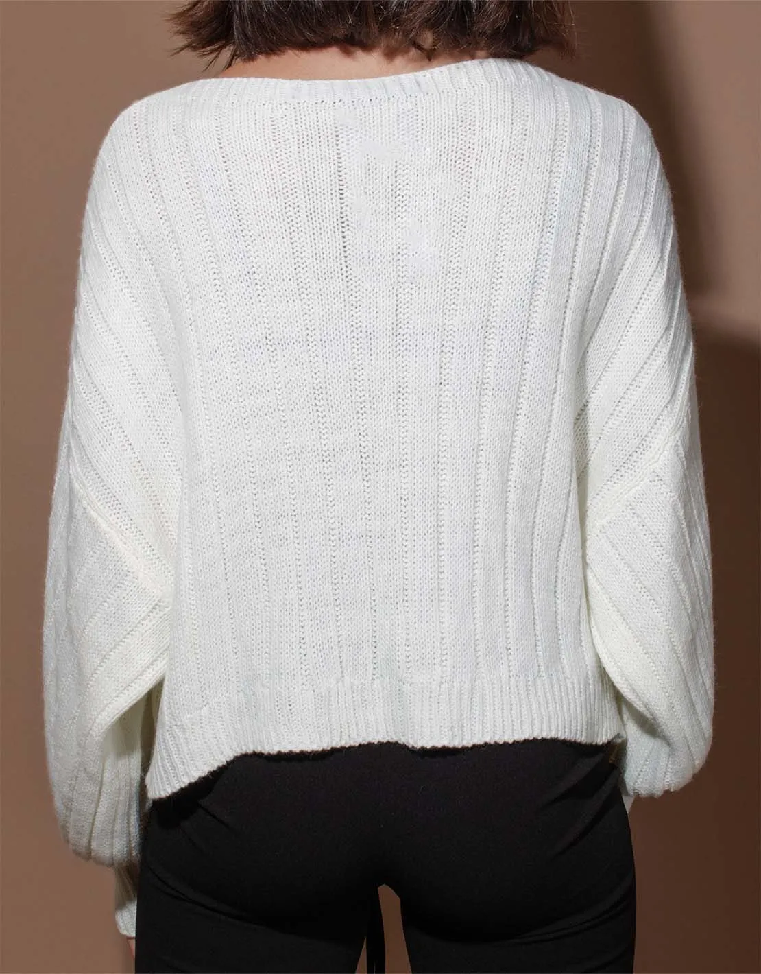 Cropped cable sweater