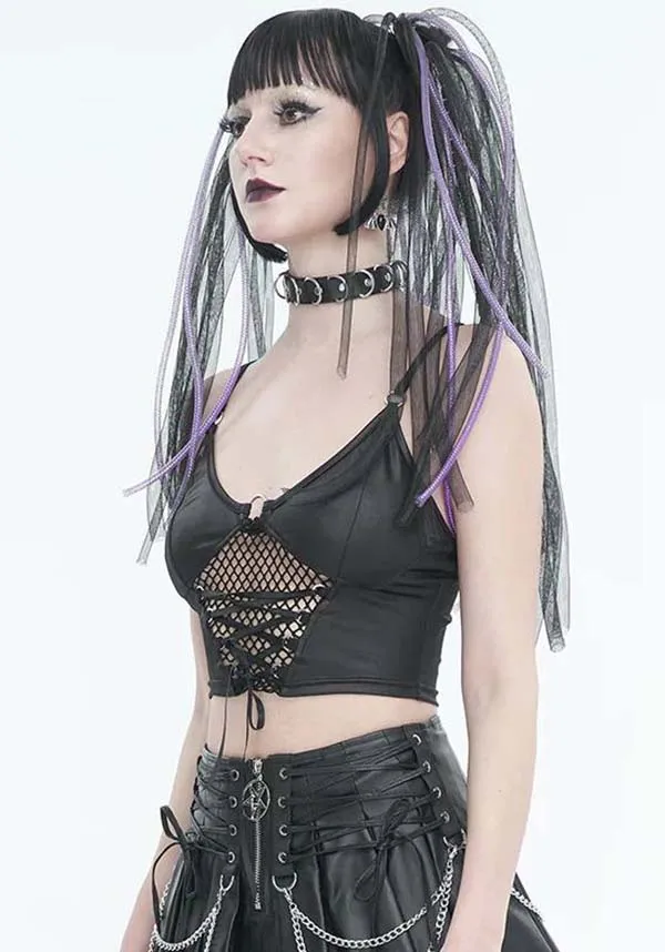 Cyber Goth Net | LACE UP TOP