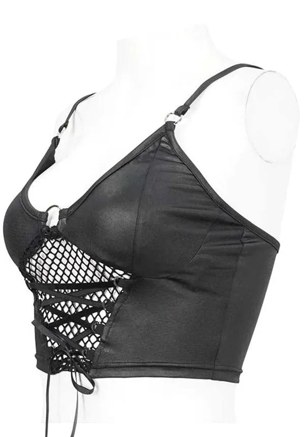 Cyber Goth Net | LACE UP TOP