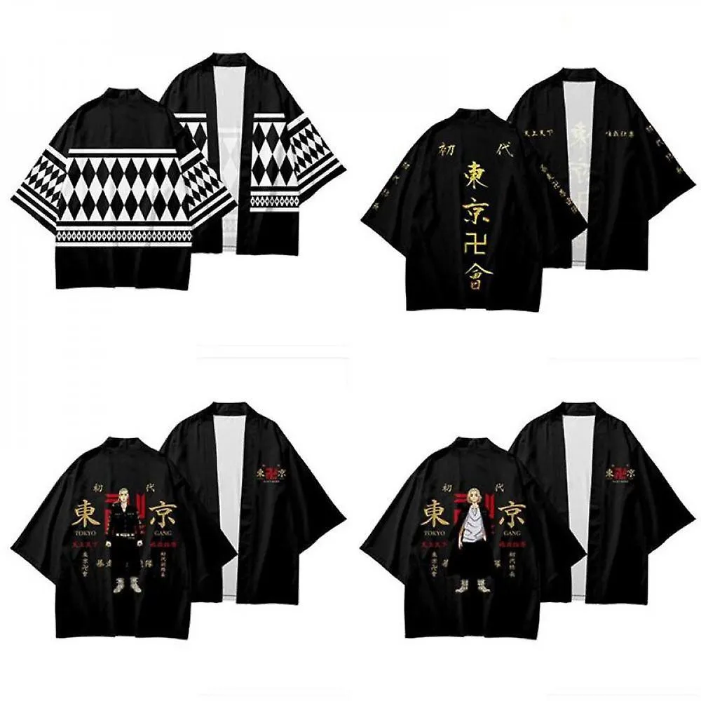 DL 4XLTokyo Revengers Cosplay Cloak Anime Top For Summer Hanagaki Takemichi Ken Ryuguji Haori Kimono Tee Men Short-sleeve