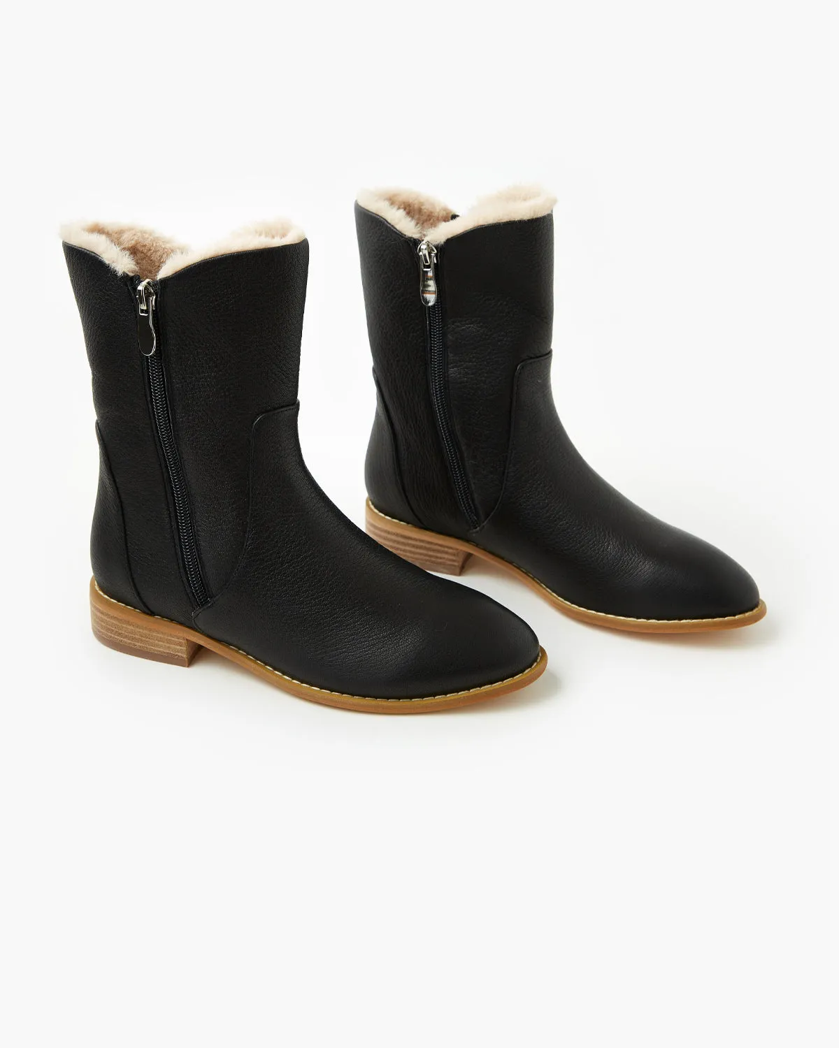 Drew Leather Boot - Black Pebble