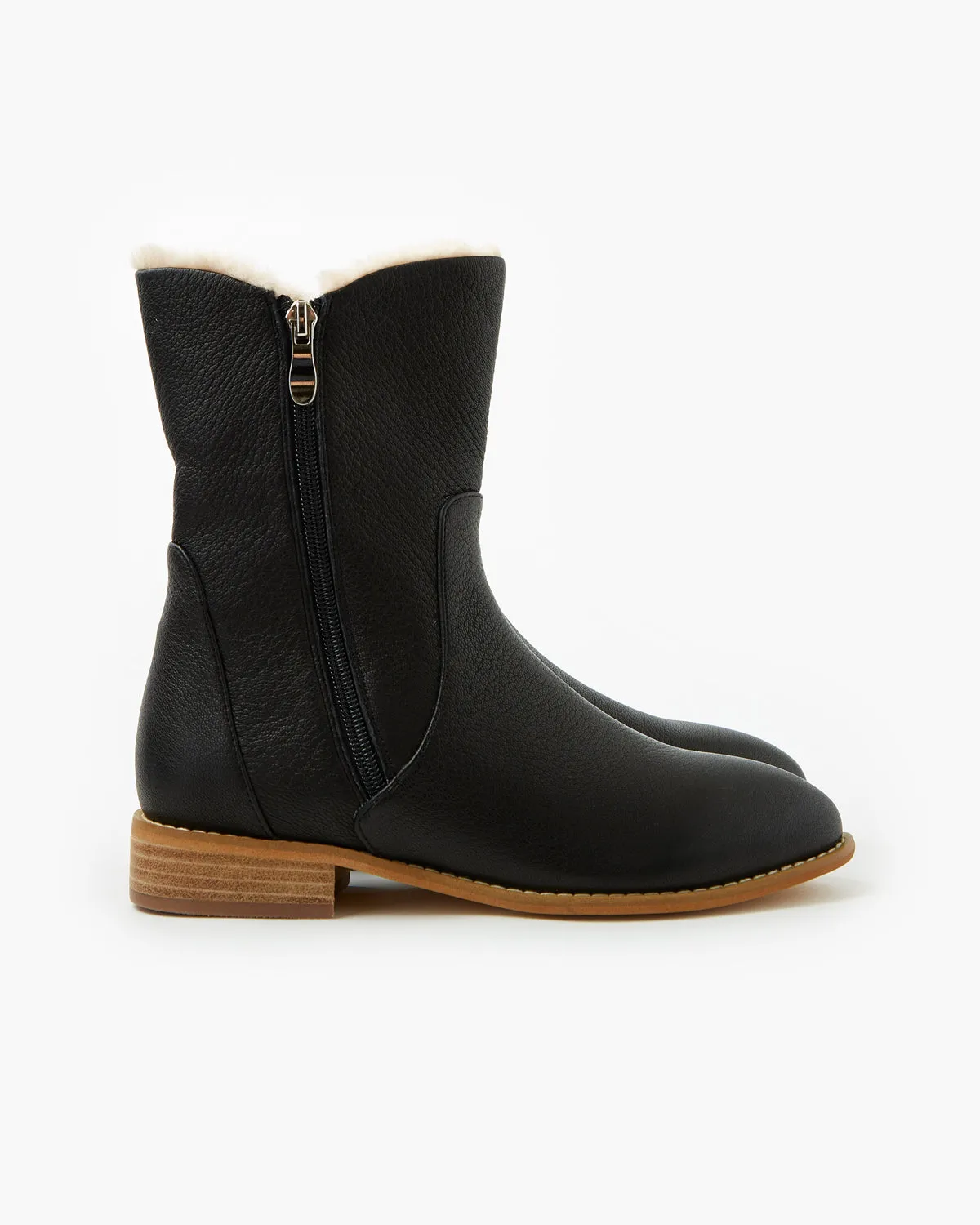 Drew Leather Boot - Black Pebble