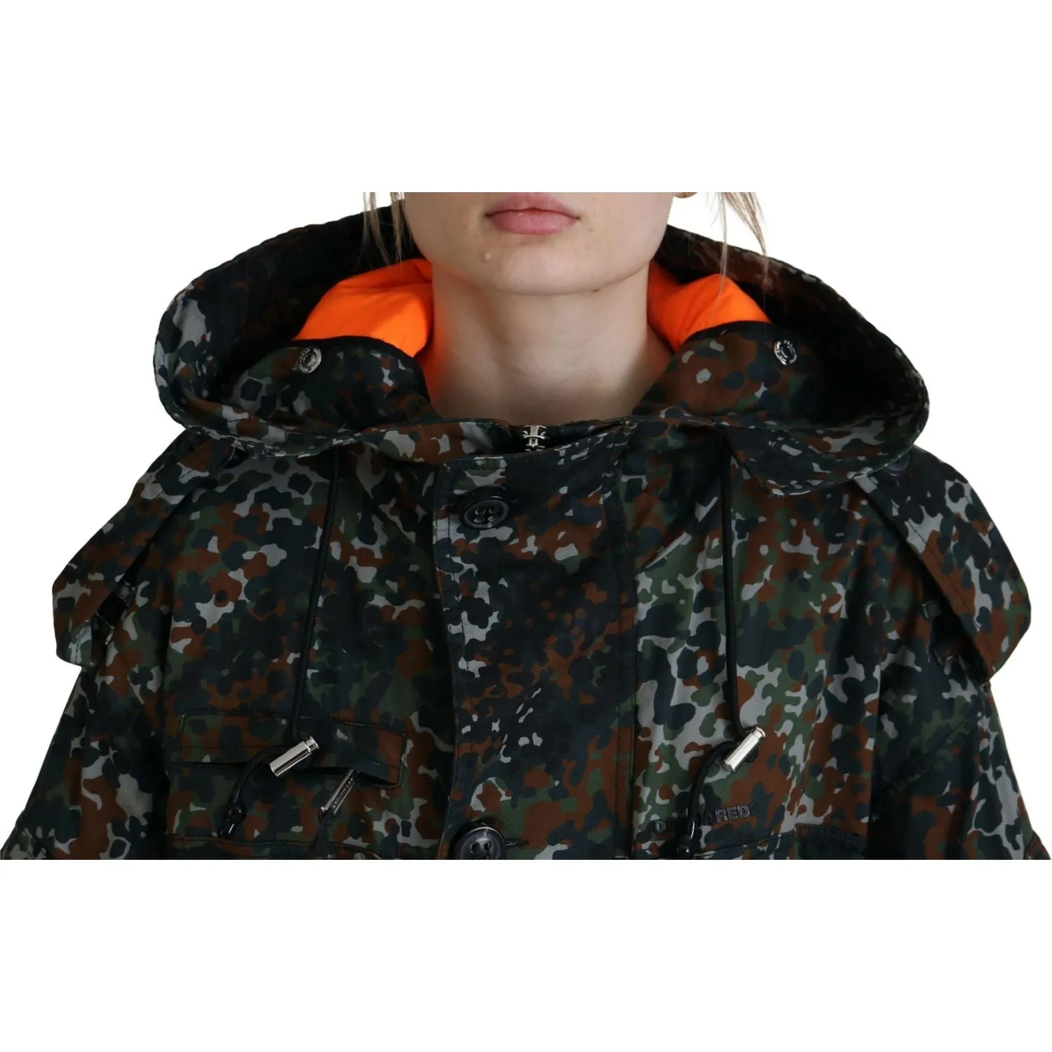 Dsquared² Green Hooded Goth Camouflage Print Parka Coat Jacket