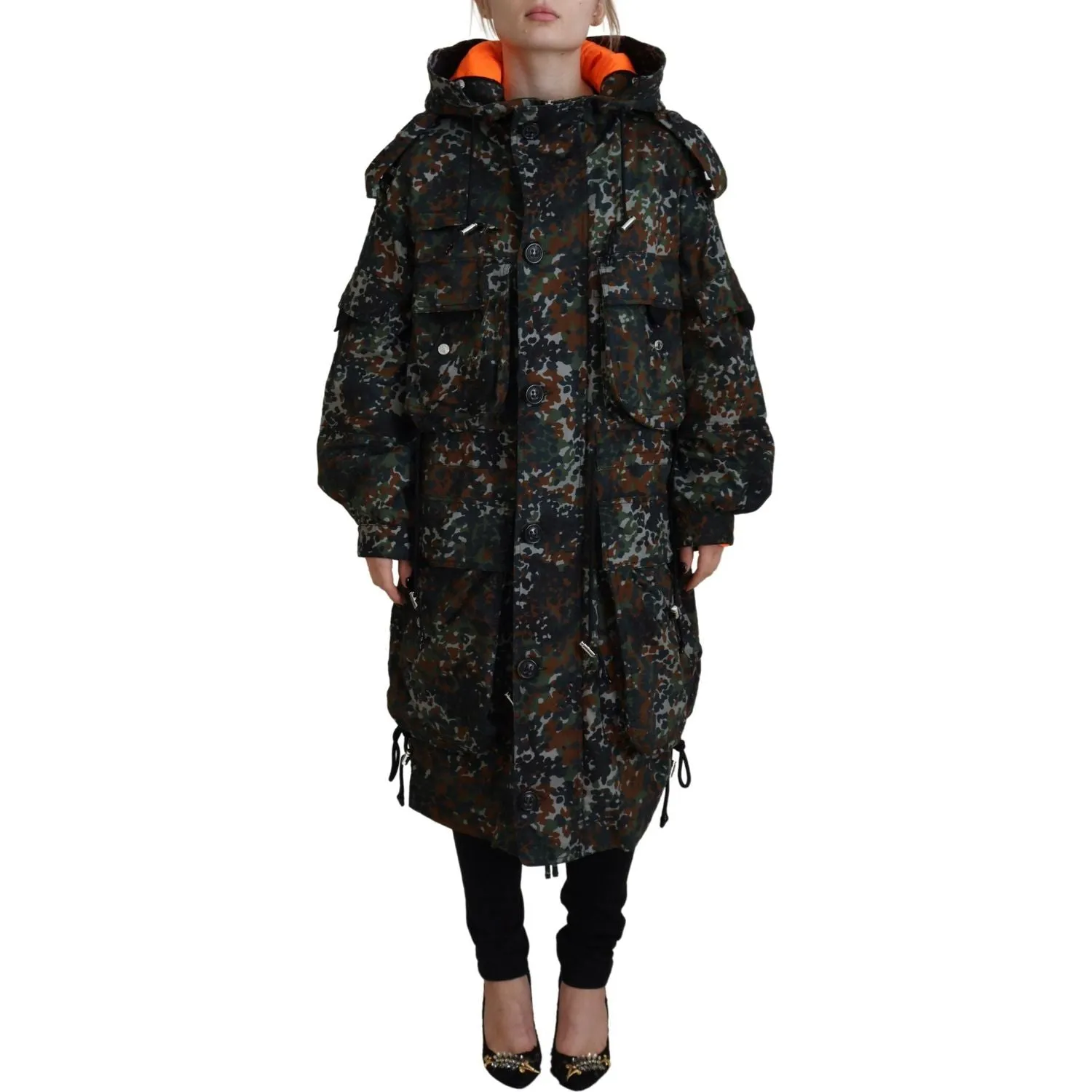 Dsquared² Green Hooded Goth Camouflage Print Parka Coat Jacket