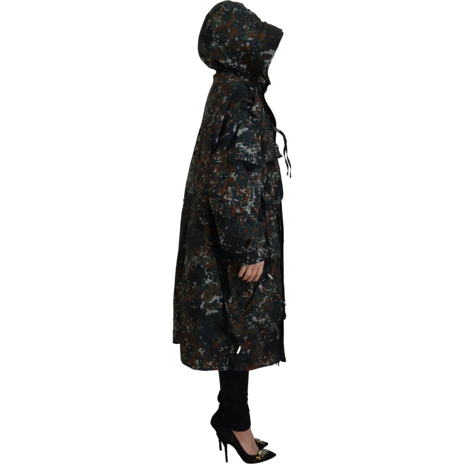 Dsquared² Green Hooded Goth Camouflage Print Parka Coat Jacket