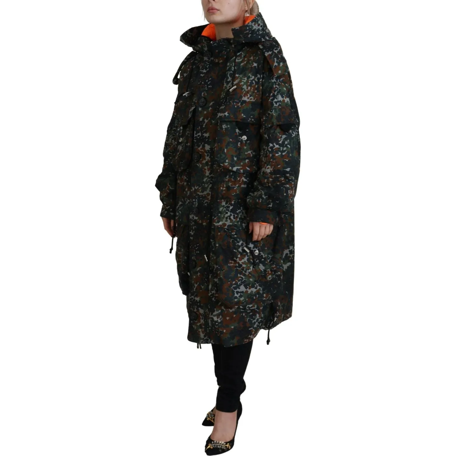 Dsquared² Green Hooded Goth Camouflage Print Parka Coat Jacket