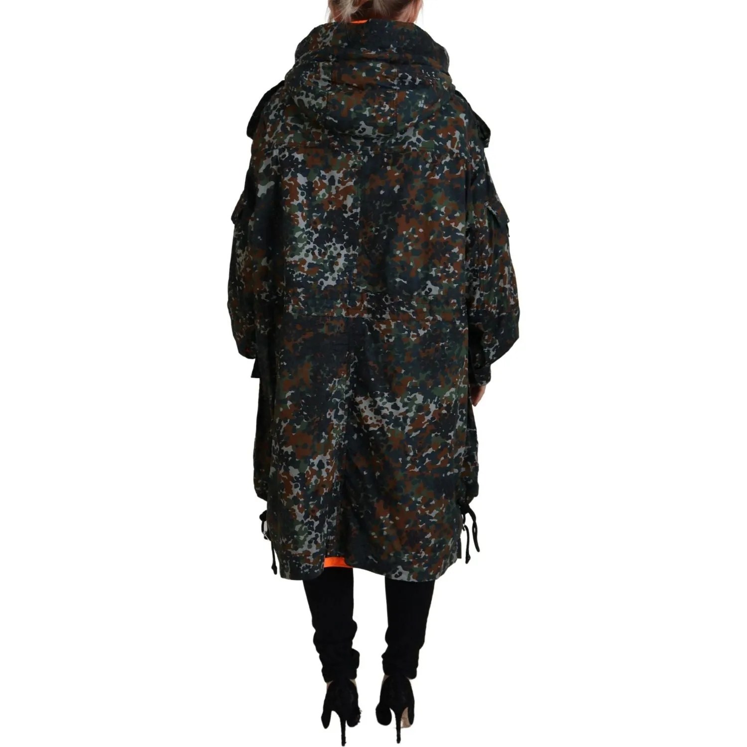 Dsquared² Green Hooded Goth Camouflage Print Parka Coat Jacket