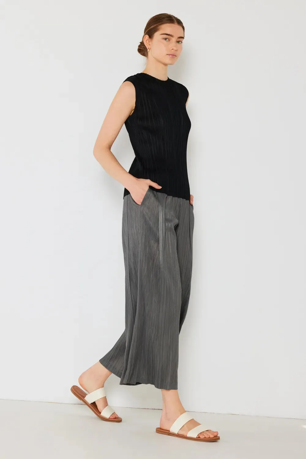 ed Wide-Leg Pants with Side Pleat Detail