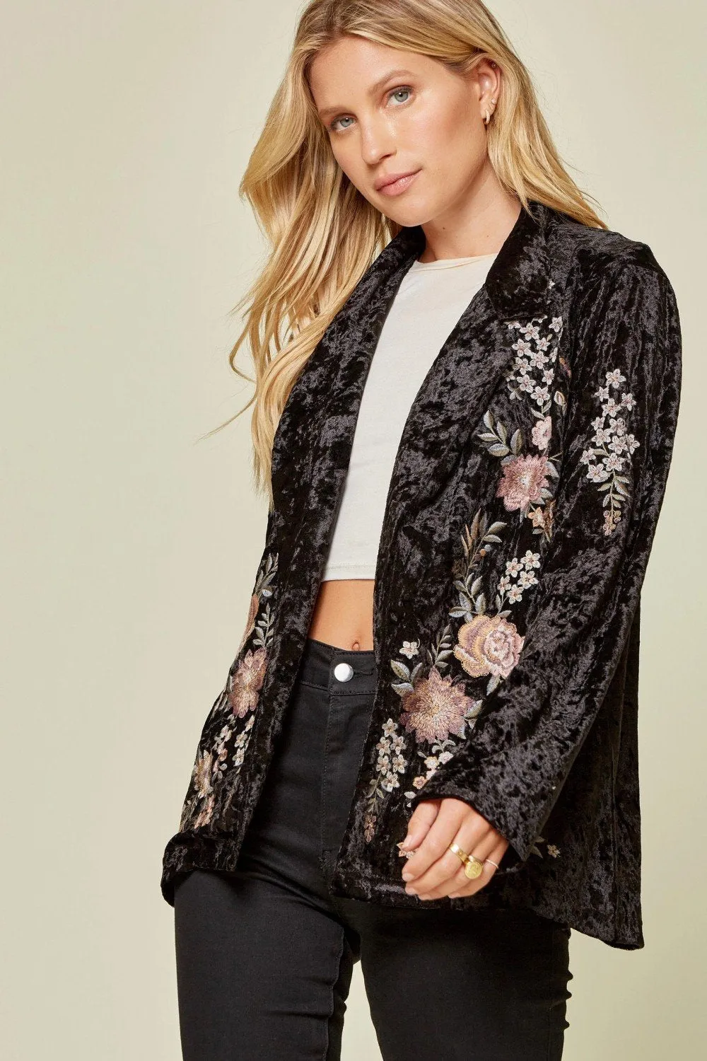 Embroidered Velvet Blazer