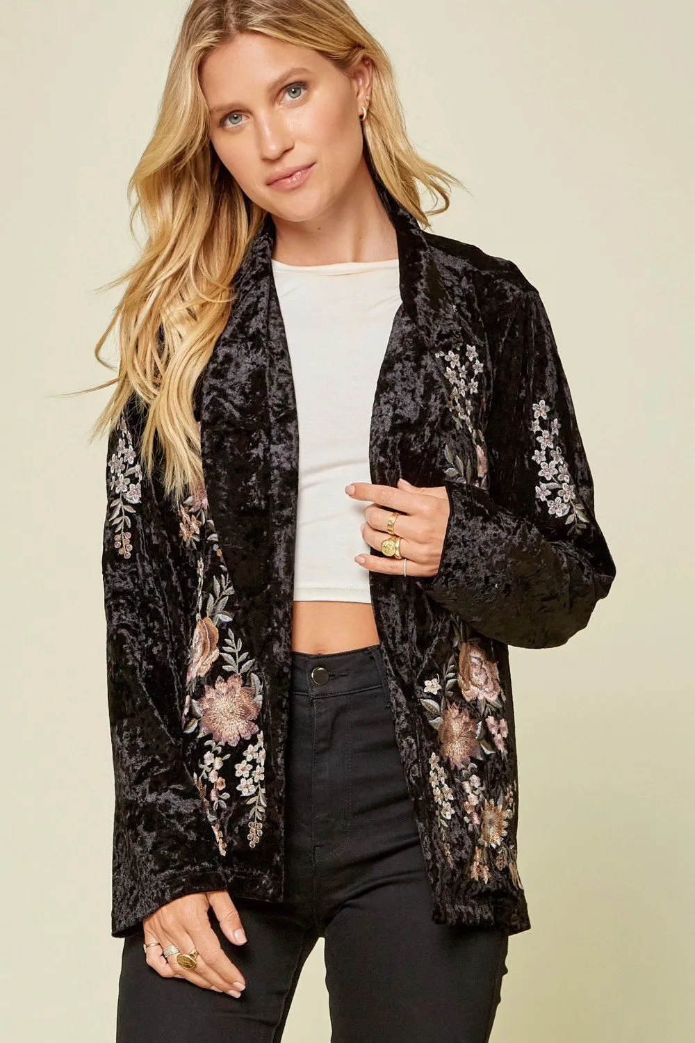 Embroidered Velvet Blazer