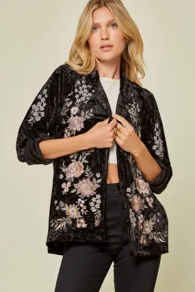 Embroidered Velvet Blazer