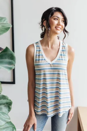 Emery Striped Tank in Blue