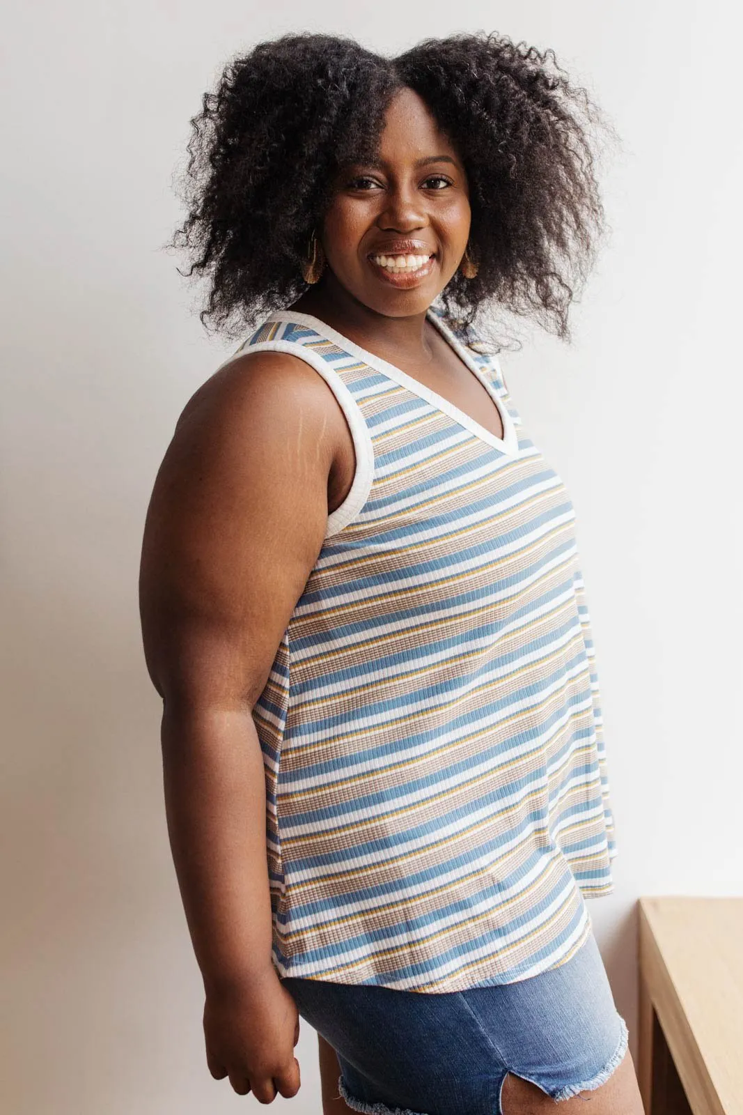 Emery Striped Tank in Blue