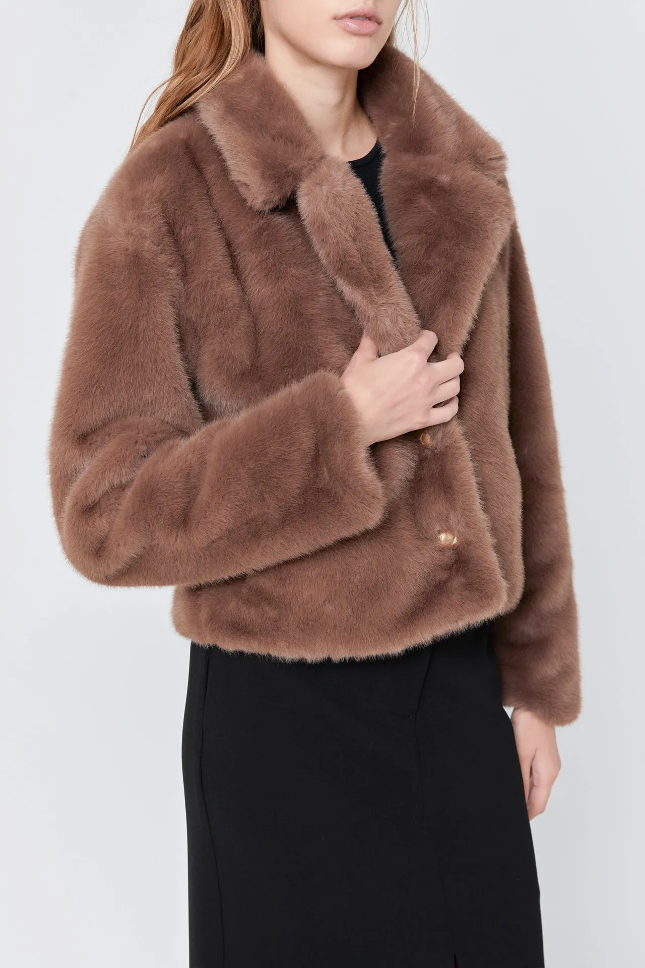 Endless Rose - Faux Fur Buttoned Jacket