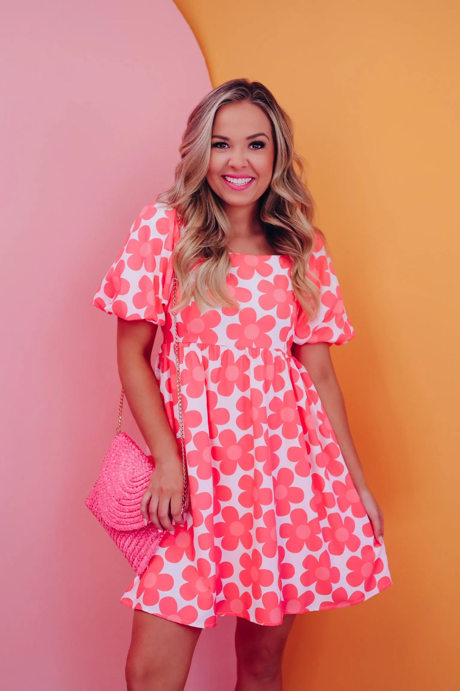 Endless Summer Puff Sleeve Dress - Coral