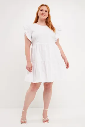 English Factory - Plus Size Ruffled Babydoll Mini Dress