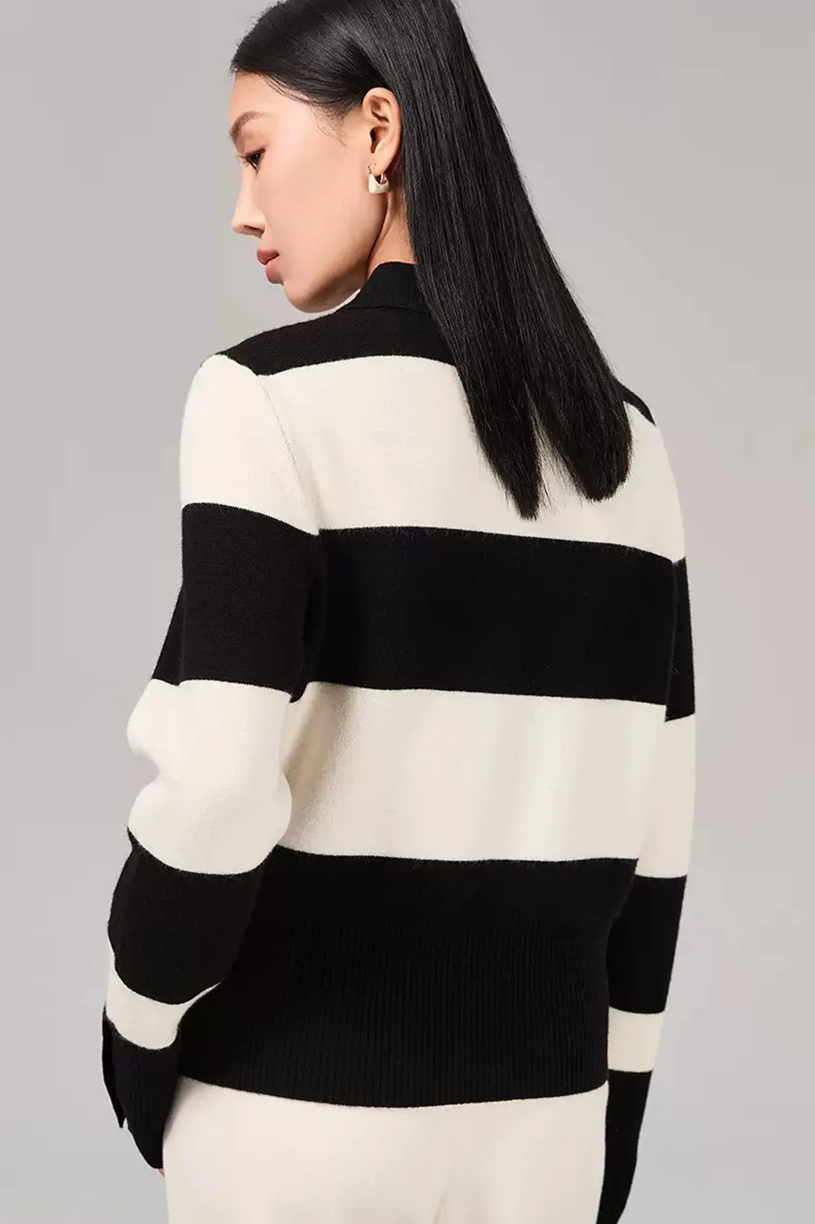 Evadne Striped Merino Wool Polo Knit Sweater