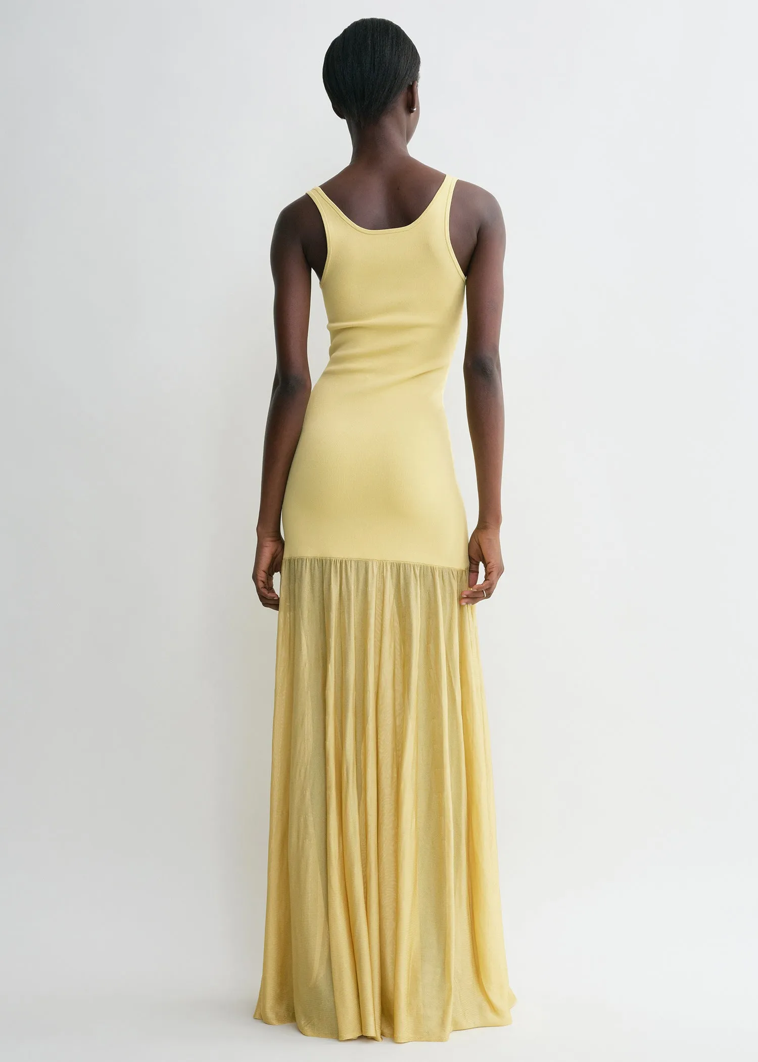 Evening tank dress soft yellow