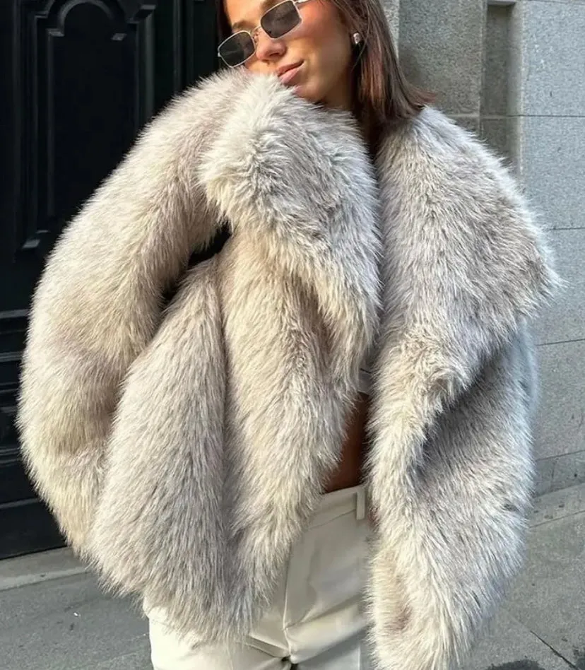 Faux Fur Collared Coat