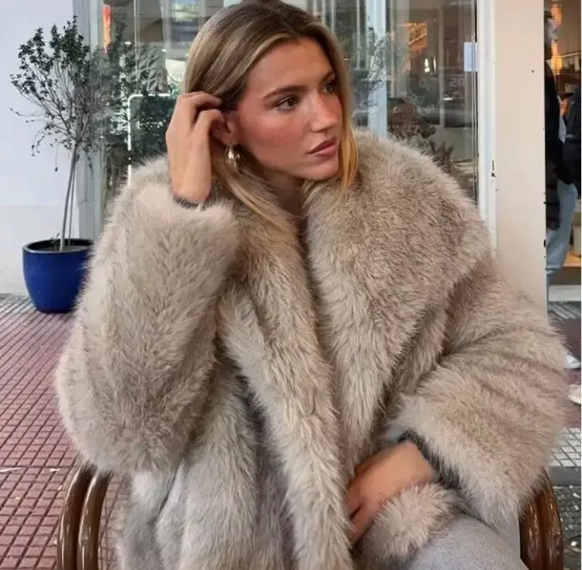 Faux Fur Collared Coat