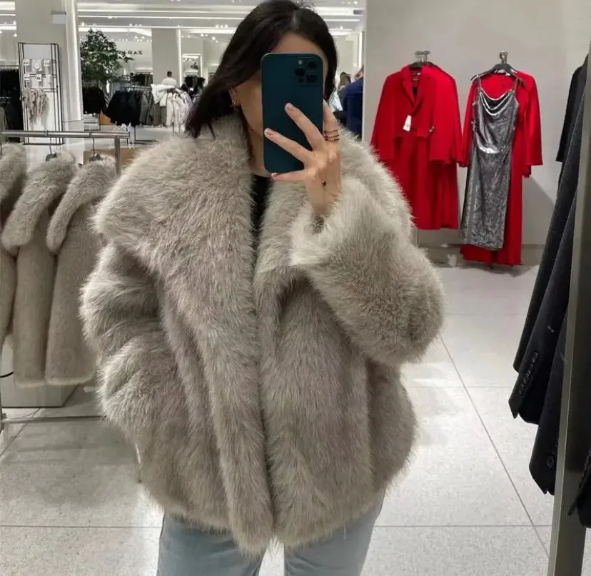 Faux Fur Collared Coat