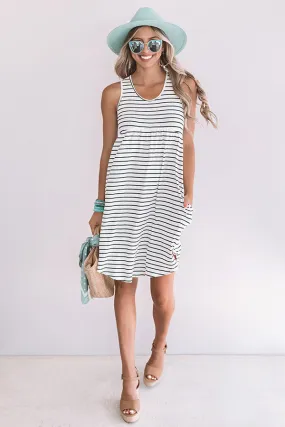 Feeling Pretty Stripe Babydoll Dress In White