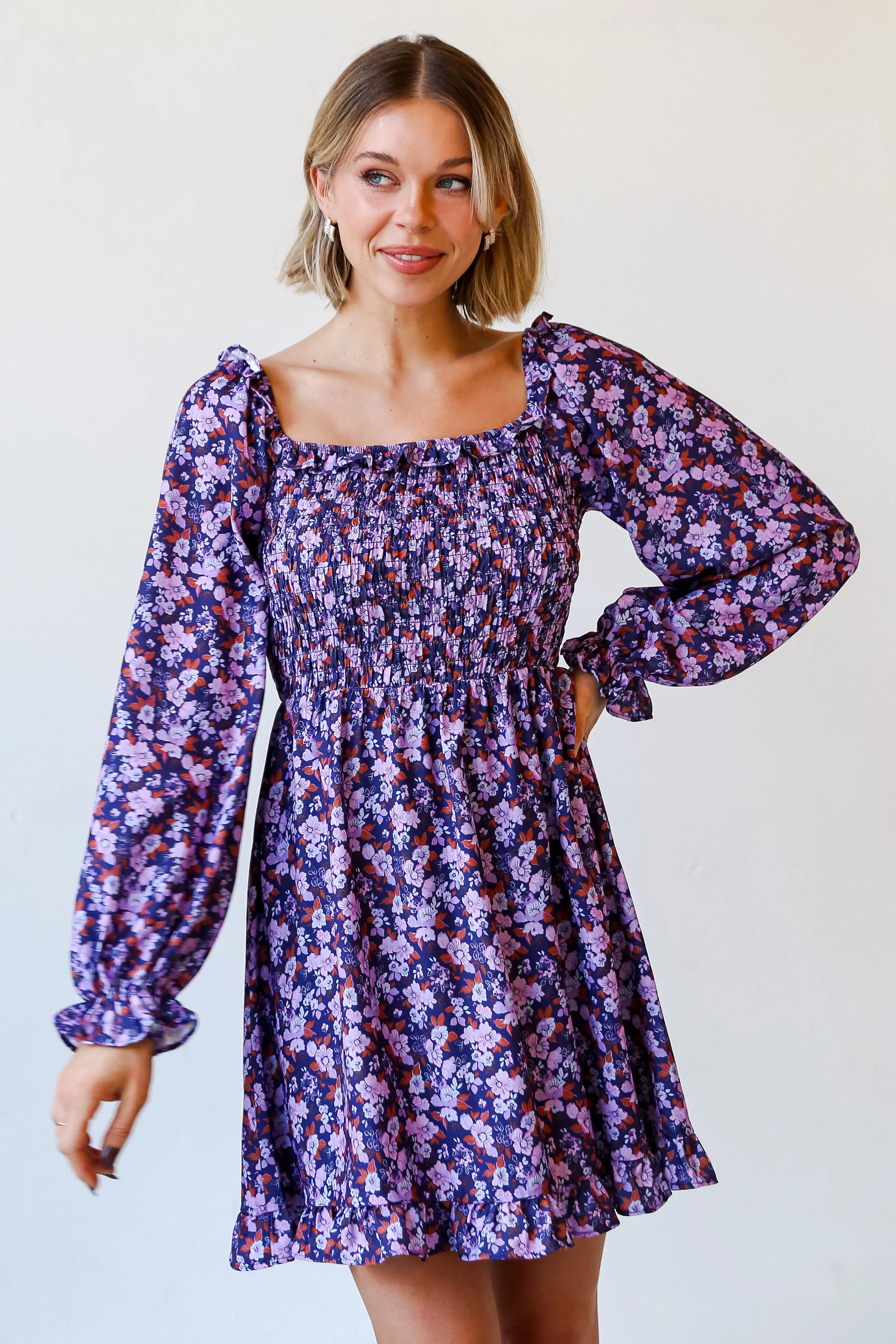 FINAL SALE - Flourishing Babe Purple Floral Mini Dress