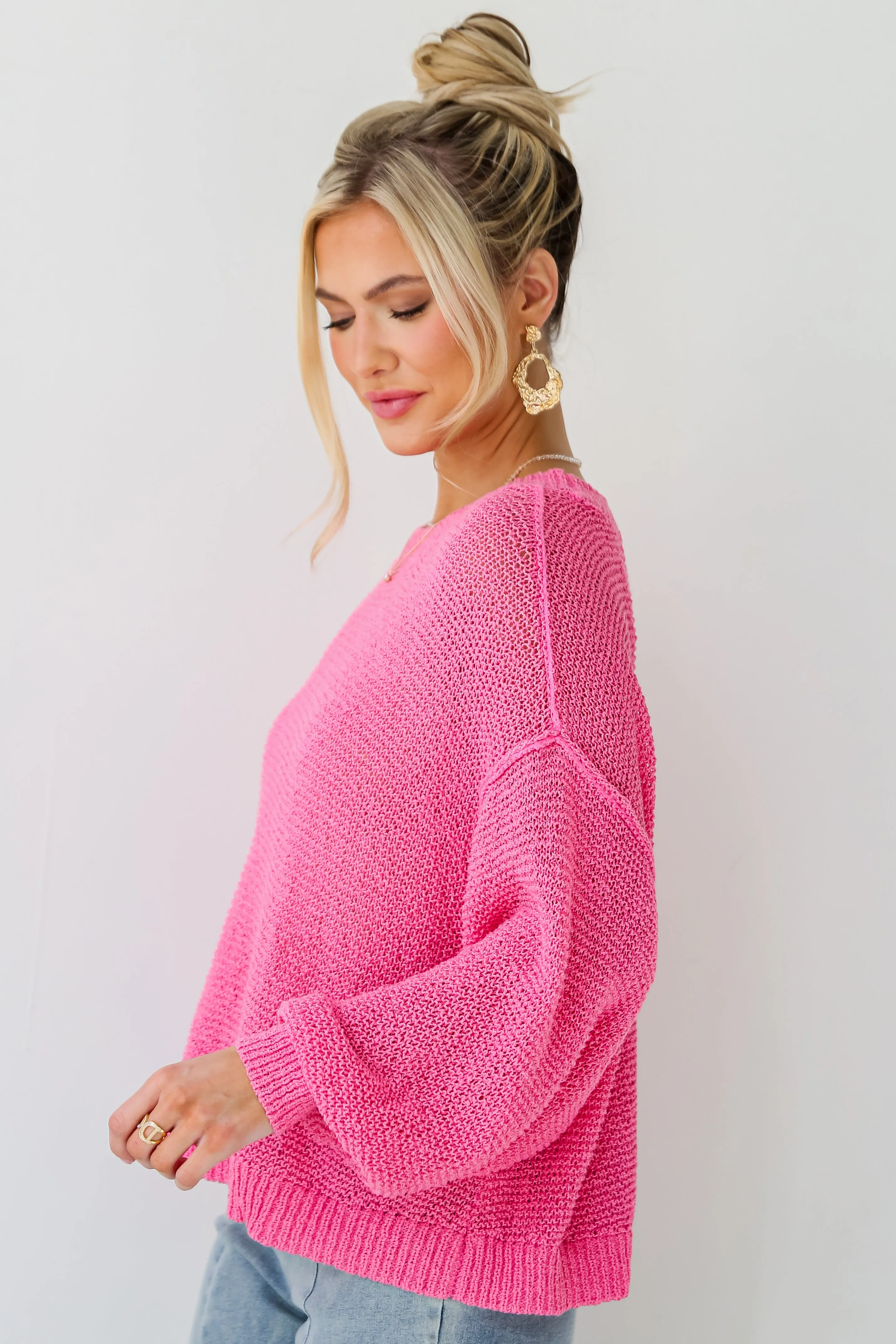 FINAL SALE - Perfect Mix Pink Lightweight Knit Oversized Sweater