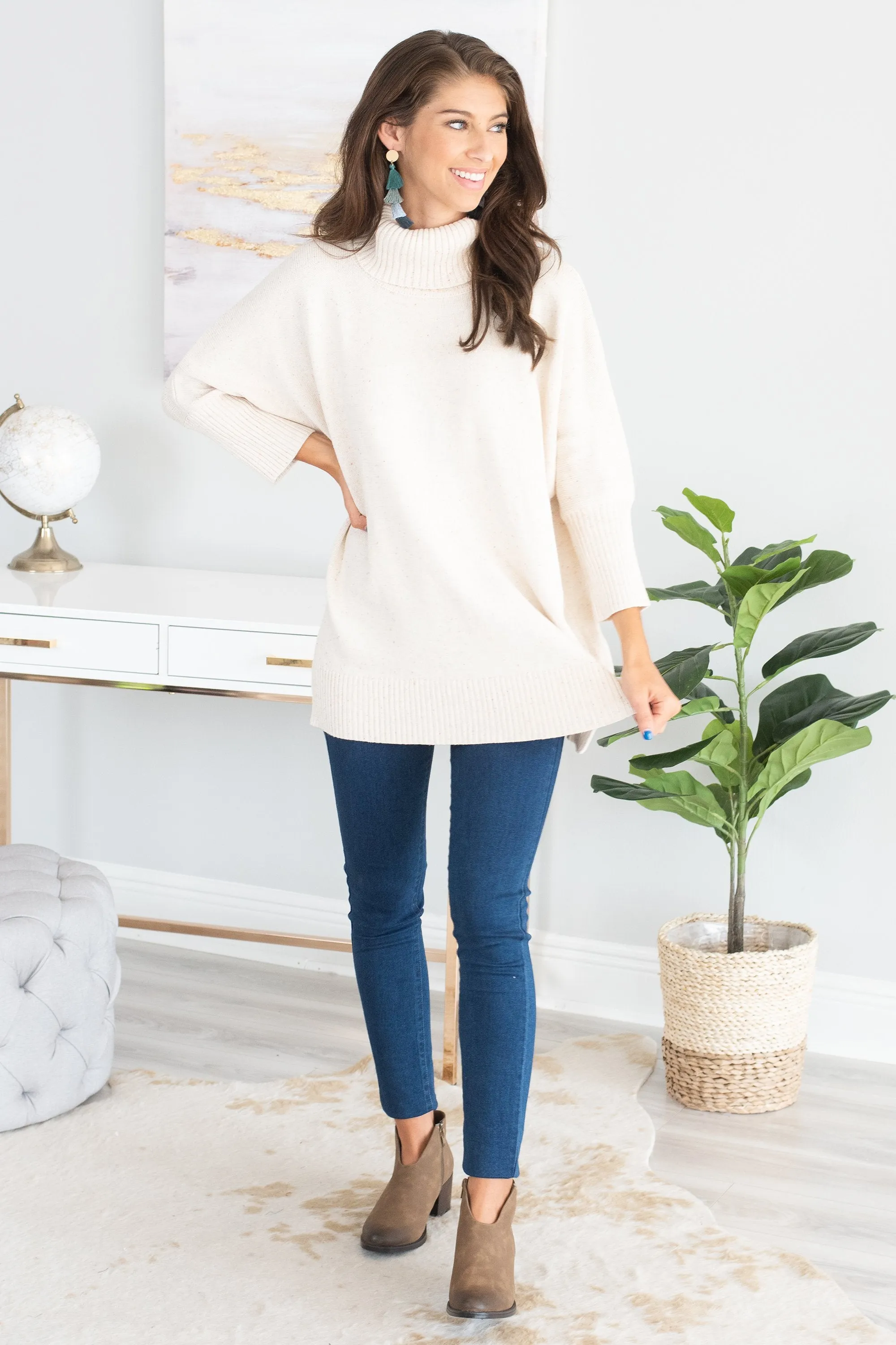 Find You Well Cream Multi Speckled Sweater