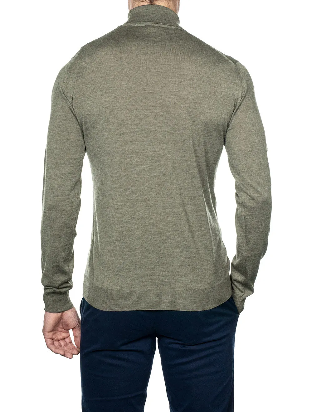 Fine Merino Roll Neck Olive