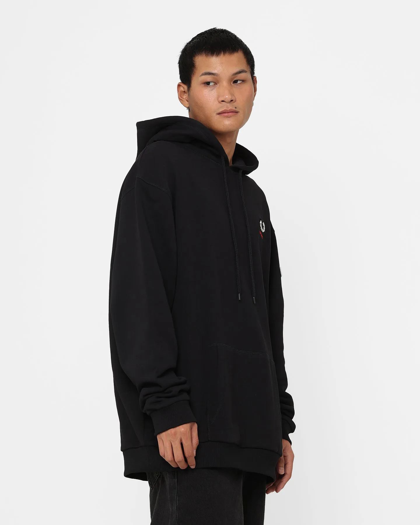 Fred Perry X Raf Simons Patched Overhead Hoodie Black