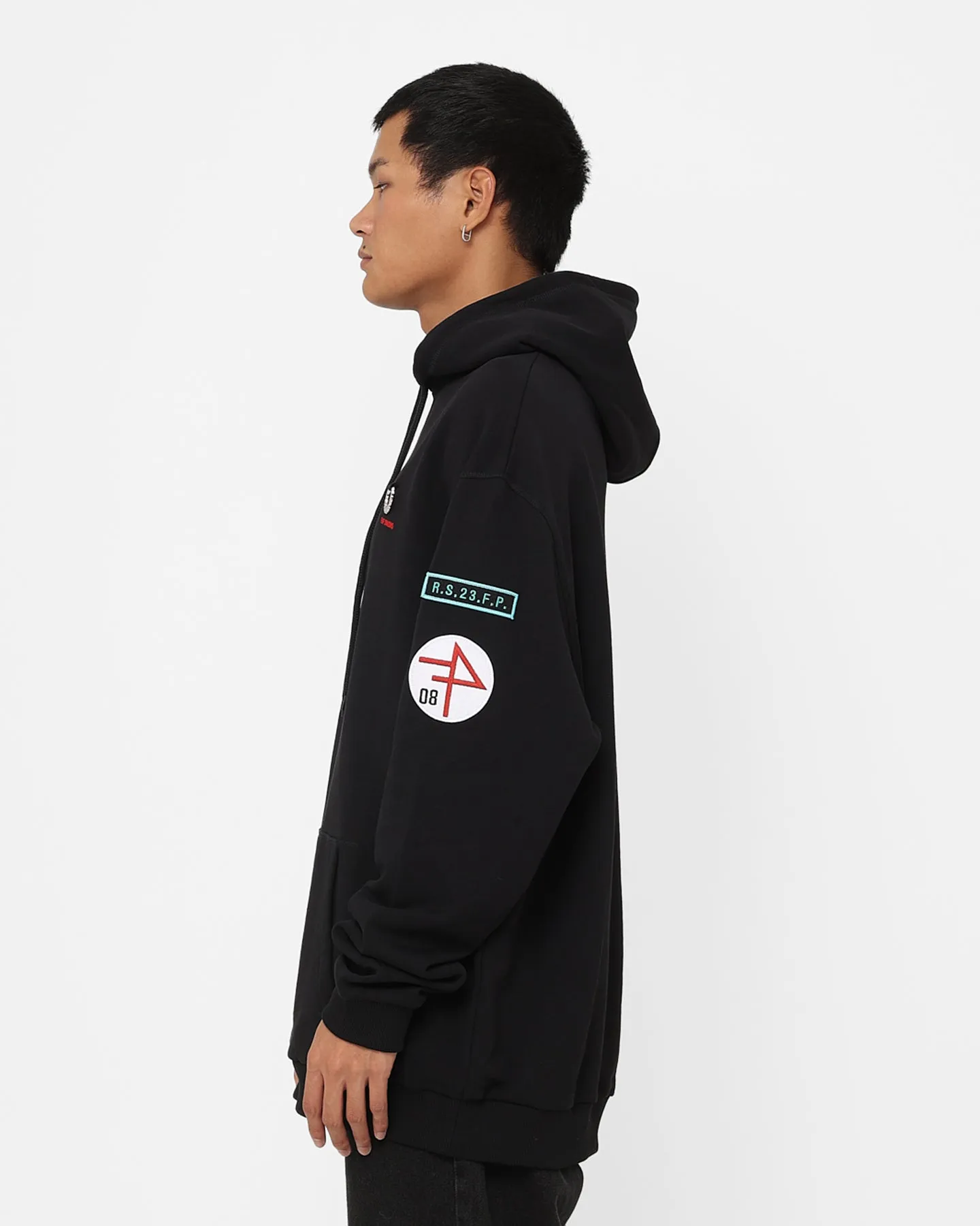 Fred Perry X Raf Simons Patched Overhead Hoodie Black