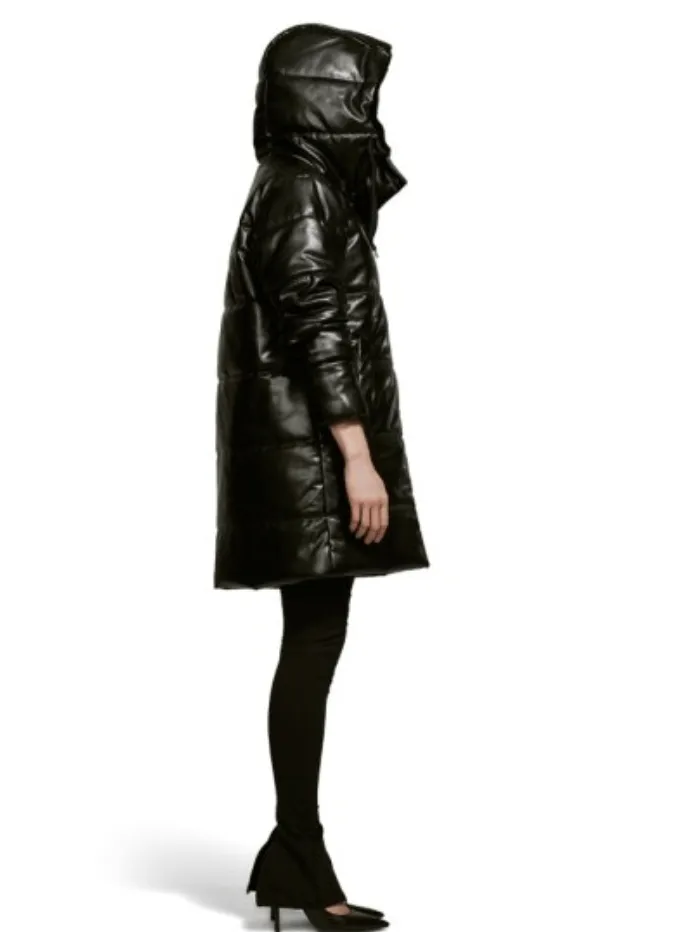 Freed Blake Quilted Vegan Leather Jacket With Hood In Black