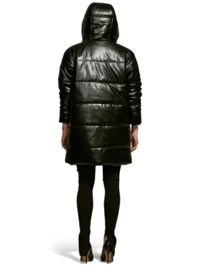 Freed Blake Quilted Vegan Leather Jacket With Hood In Black