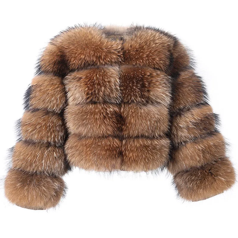 Fur Coat Raccoon Dog Fur Splicing