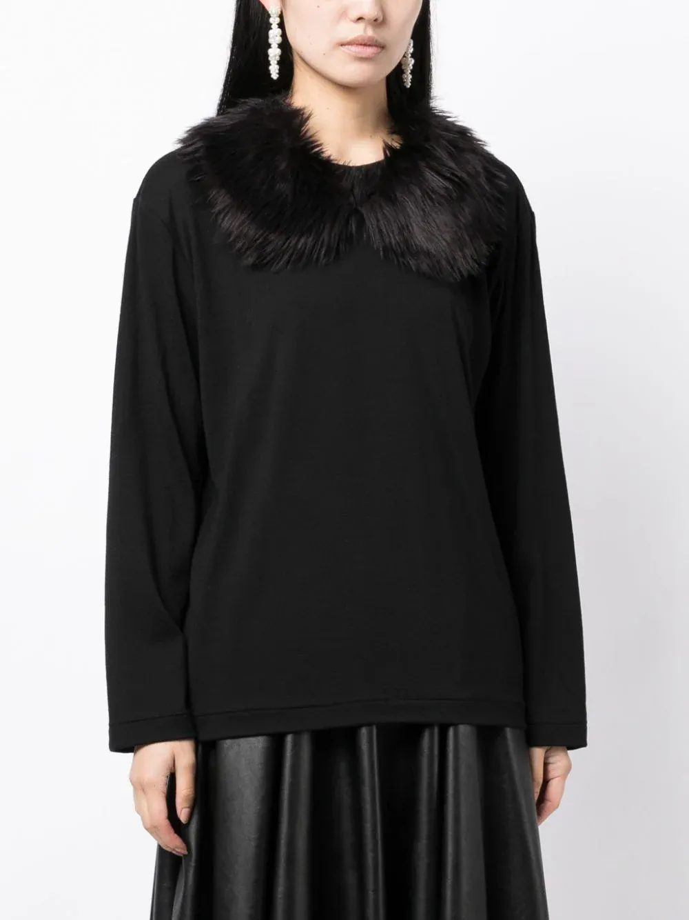 Fur Collar T-Shirt