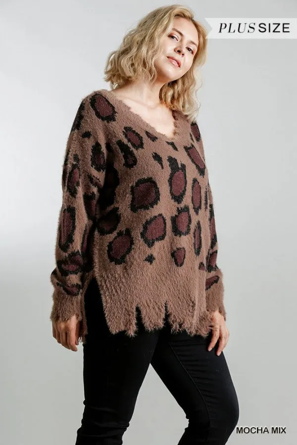 Fuzzy Leopard Sweater, Mocha