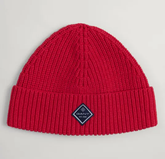 GANT - Cotton Rib Knit Hat, Red