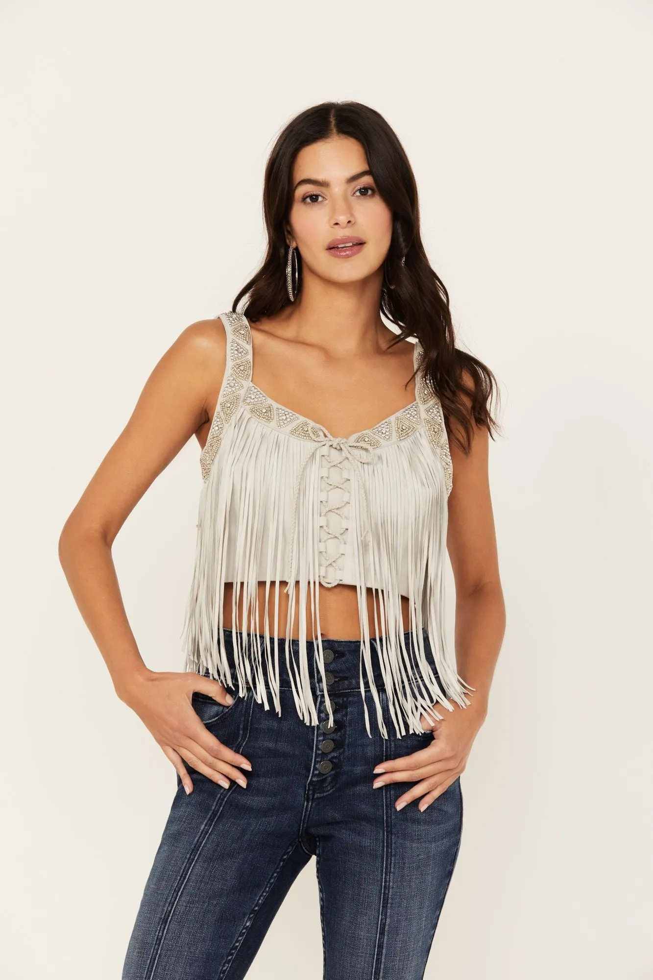 Georgia Fringe Lace-Up Bustier