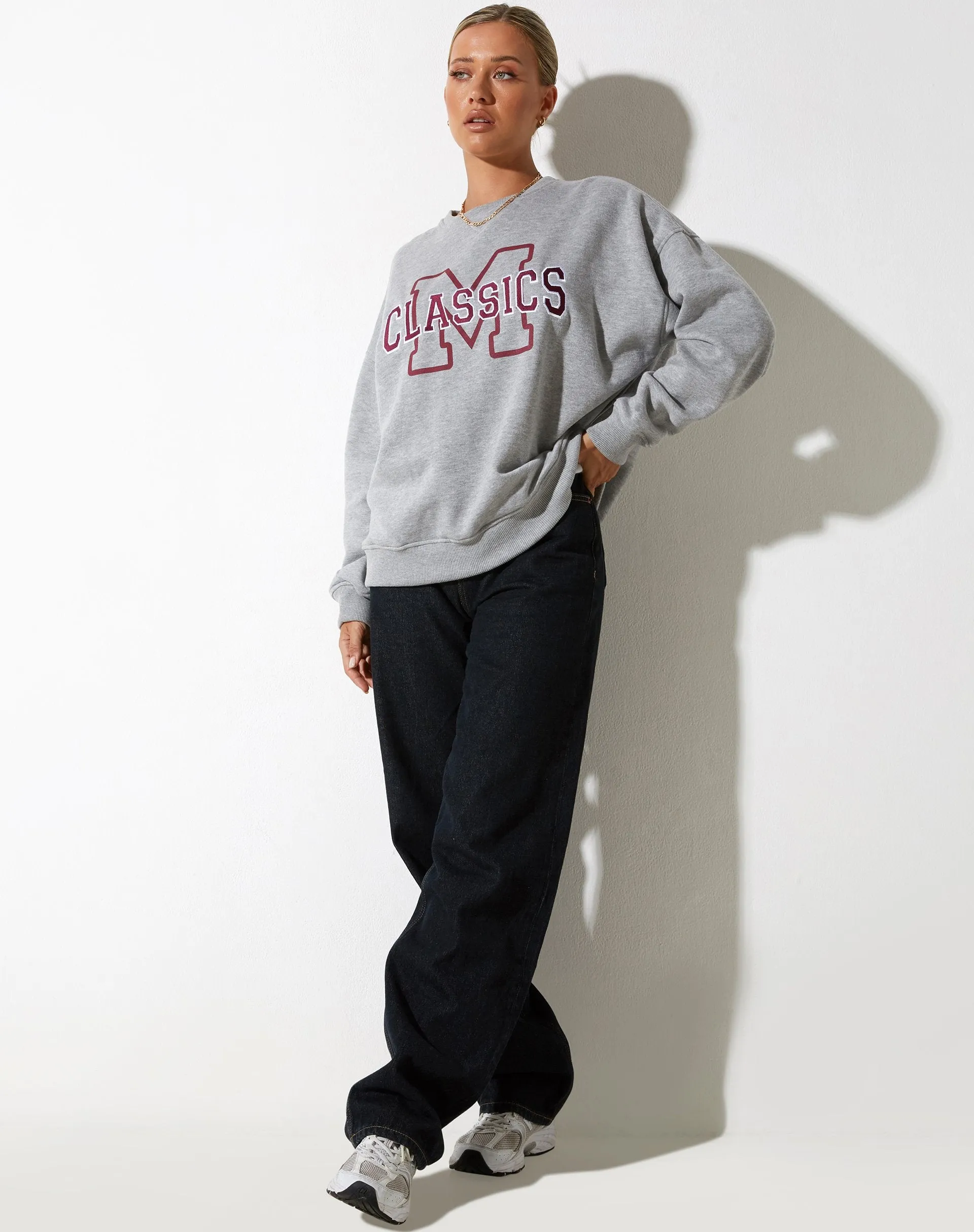 Glan Sweatshirt in Grey Marl with 'M Classics' Embro