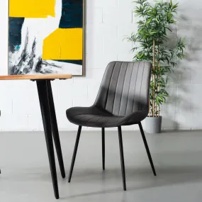 GLORIA - Grey Leather Dining Chair