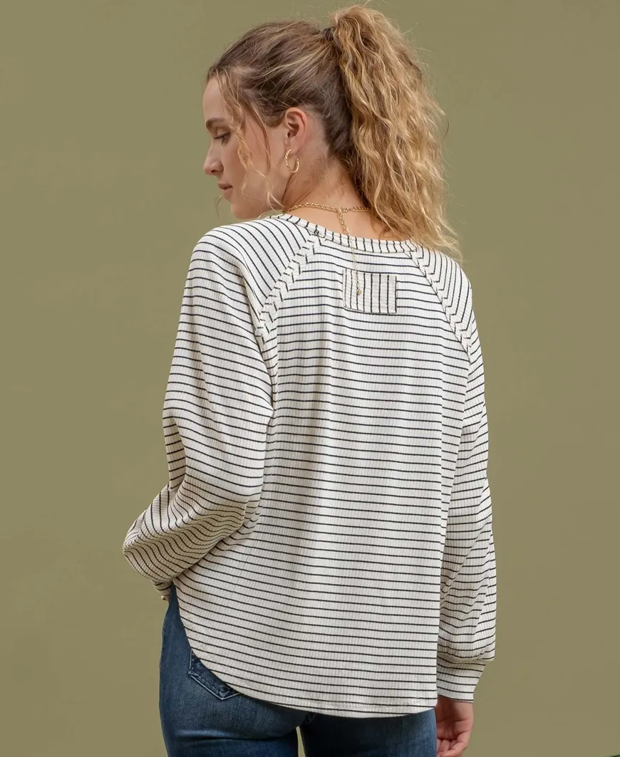 Grace Striped White Long Sleeve