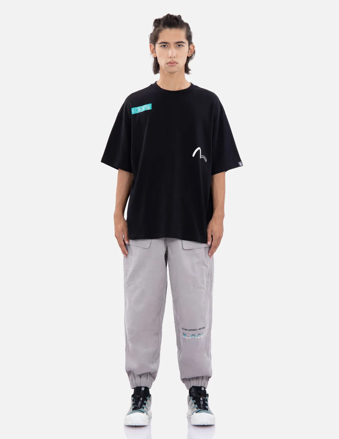 Gradient Slogan Print Corduroy Cargo Pants