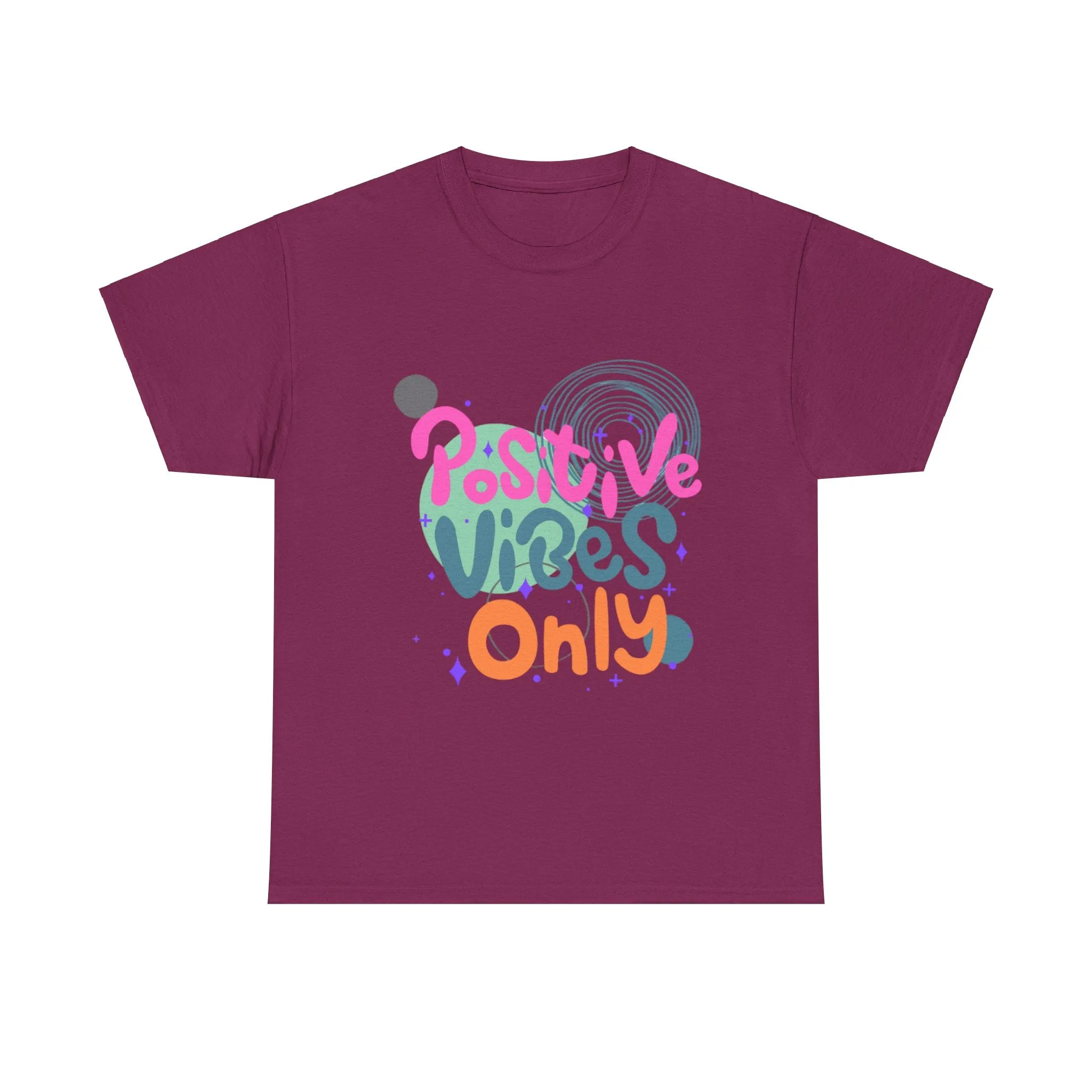 Graphic Tee - Colorful Abstract Shapes with Positive Vibes Quote