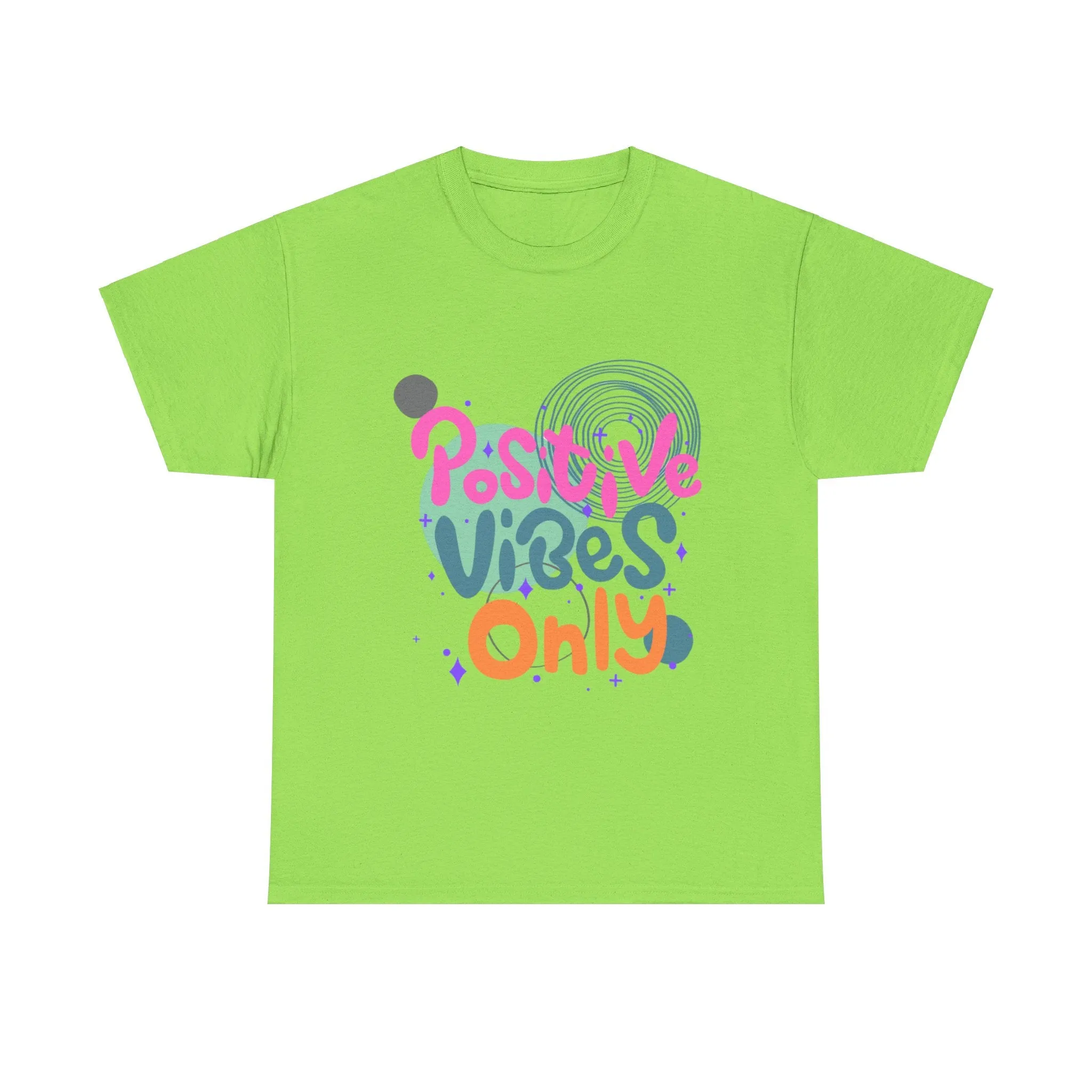 Graphic Tee - Colorful Abstract Shapes with Positive Vibes Quote