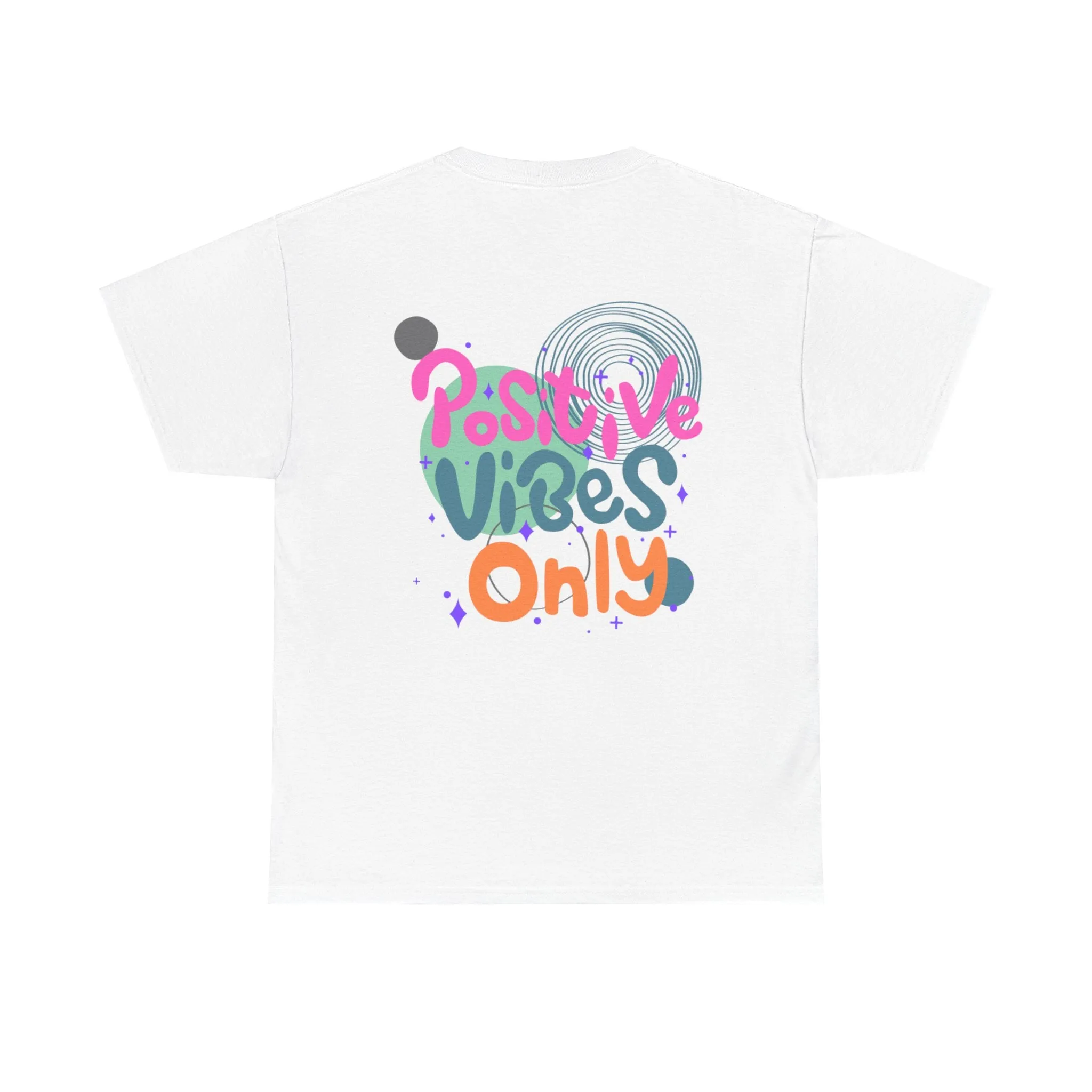 Graphic Tee - Colorful Abstract Shapes with Positive Vibes Quote