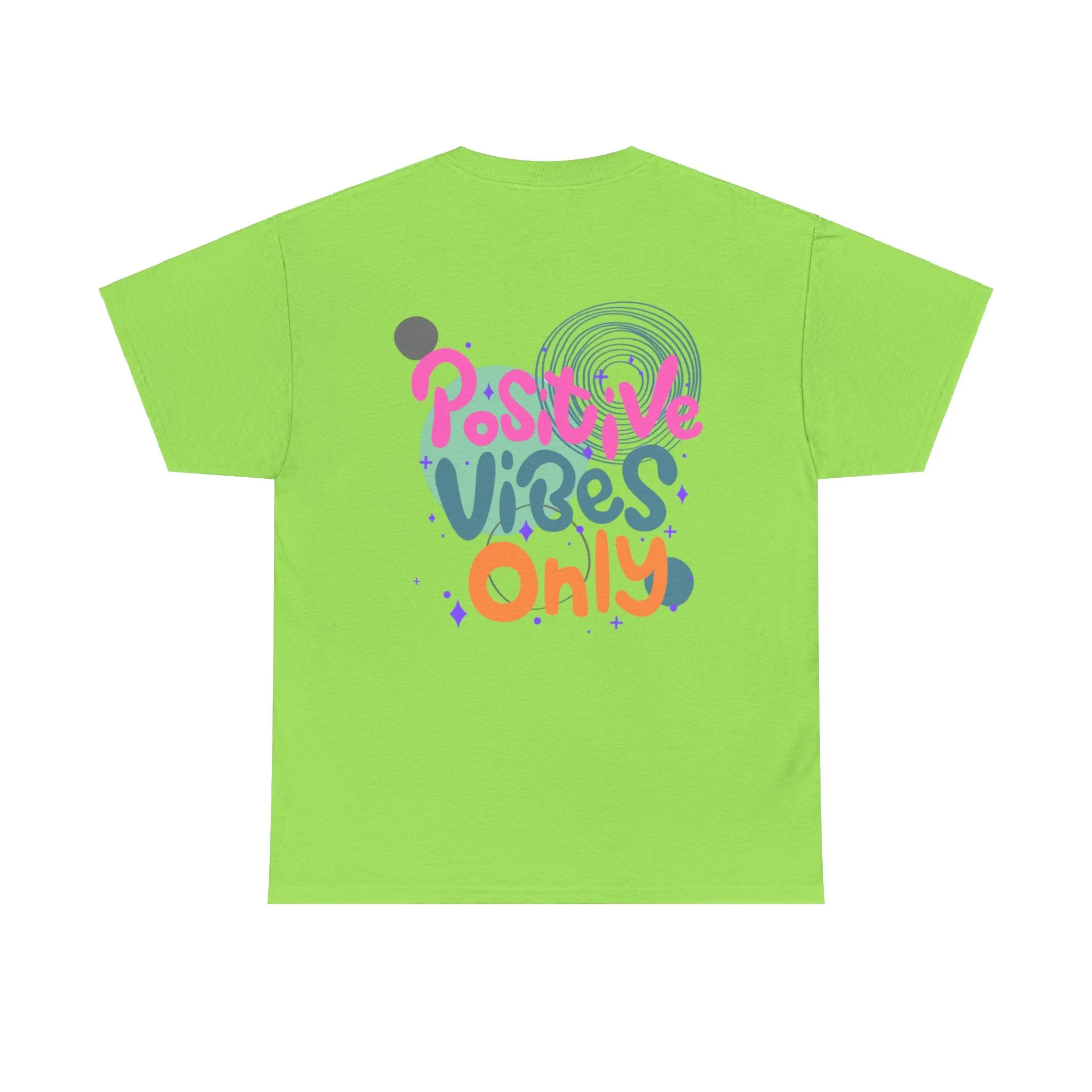 Graphic Tee - Colorful Abstract Shapes with Positive Vibes Quote