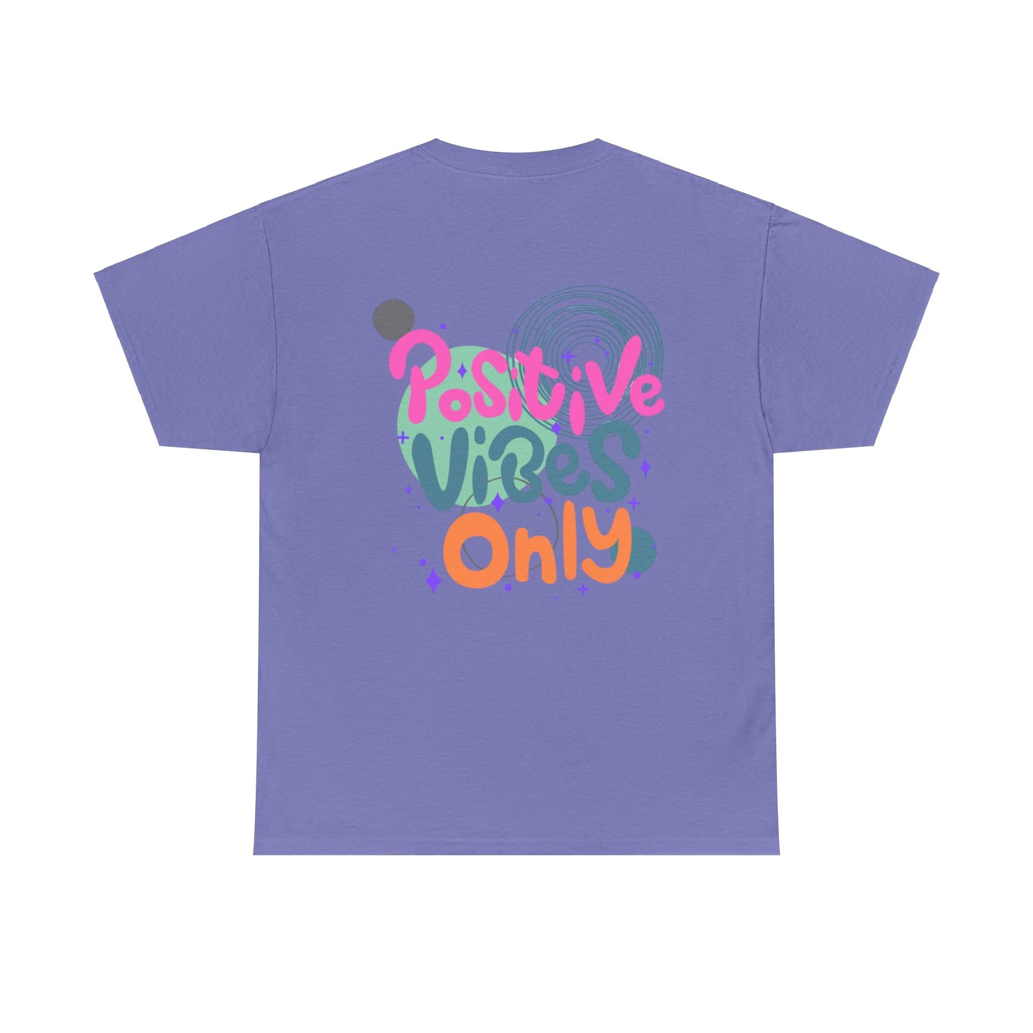 Graphic Tee - Colorful Abstract Shapes with Positive Vibes Quote